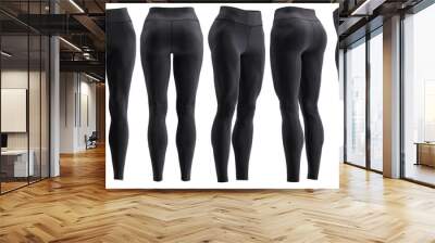 Women’s leggings mockup, isolated on a gray background. 3D realistic, sport, training COLOR [ Black ] Wall mural